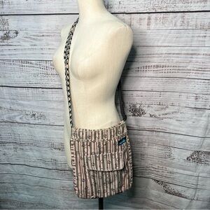 Kavu‎ Canvas Cotton Crossbody Bag Light Pink Gray Rope Bag Gorpcore